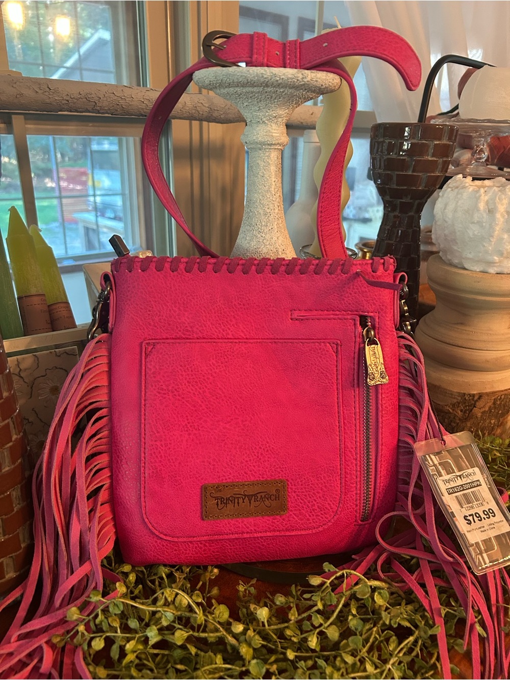Trinity Fuchsia Fringe Shoulder Crossbody Bag